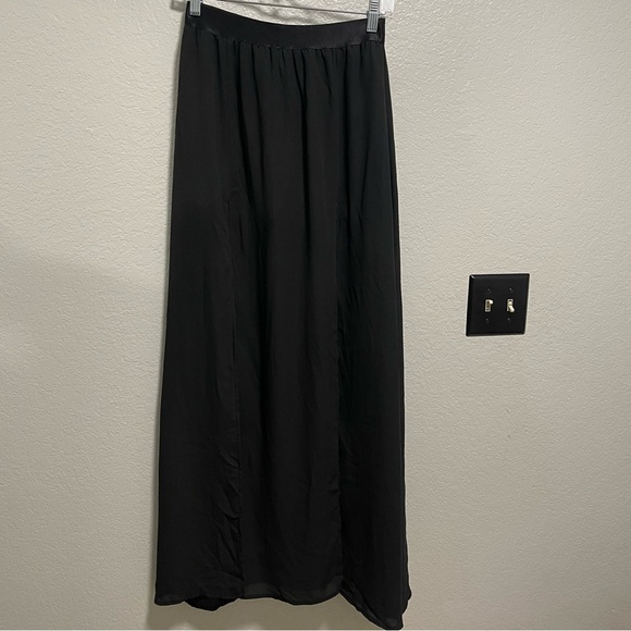 VTG Y2K 90s Bebe Black Sheer Panel Maxi Skirt With Shorts Size Medium - Picture 1 of 7